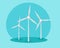 Windmills, ecology concept. Alternative sources of energy. Green energy. Illustration