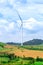 Windmills for electric power production with blue sky