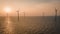 Windmills for electric power production Netherlands Flevoland, Wind turbines farm in sea, windmill farm producing green