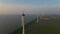 Windmills for electric power production Netherlands Flevoland, Wind turbines farm in sea, windmill farm producing green