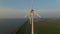 Windmills for electric power production Netherlands Flevoland, Wind turbines farm in sea, windmill farm producing green