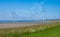 Windmills energy park in Zeeland, Netherlands, industrial landscape