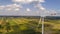 Windmills in the field near, Poland, 08.2017, aerial view