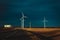 Windmills at the field near to the road