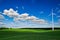 Windmills and green field