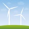 Windmills on green nature landscape wind power energy