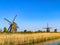 Windmills in holland on a sunny day