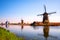 Windmills in holland on a sunny day