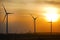 Windmills on an Indiana Wind Farm at Sunset