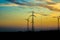 Windmills in Jaisalmer desert area, view from Bara bagh Jaisalmer, Rajasthan India