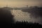 Windmills of Kinderdijk in morning mist