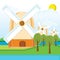 windmills kinderdijk netherlands. Vector illustration decorative design