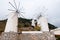 Windmills at Lasithi plateau. Crete, Greece