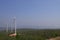 Windmills on the mountains and clear sky