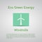 Windmills receiving wind energy poster. Vector illustration concepts for ecology, and green technology. flat design