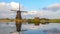 Windmills at sunset in the famous kinderdijk, Netherlands