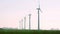 Windmills turbines on field