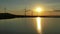 Windmills turbines at sunset