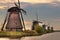 Windmills and water canal in Kinderdijk