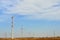 Windmills on the way to Sam Sand Dunes Thar Desert from Jaisalmer, Rajasthan, India. The Jaisalmer Wind Park is India`s 2nd
