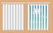 Window blinds mockup set. Vector realistic illustration windows with open and close vertical blind curtains.