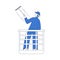 Window Cleaning Service with Professional Man Worker Character Scrub with Squeegee Vector Illustration