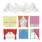 Window curtains and room blinds jalousie for house or creative home interior illustration.