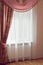Window design - pink curtains with drapes