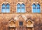 Window details of Palazzo Vecchio The Old Palace on Piazza Della Signoria, Florence