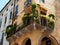 Window and doors of the old city building. Italy Vicenza