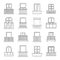 Window forms icons set balcony, outline style