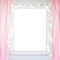 Window frame, glow garland, pink tulle curtains