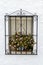 Window with iron rails and flower pot in a traditional white village in Andalusia, Spain.