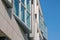 Window and mullion on a contemporary modern building. facade of a building with details of design and architecture.