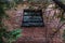 Window on an old brick facade shaded by tree branches