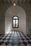 Window overlooking the River Cher in the Medici Gallery at Chateau de Chenonceau in the Loire Valley, central France.