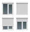 Window roller doors. Metal realistic white house shapes for windows close up plastic gate shutter frames decent vector