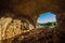 A window in the ruins of an old Arab house