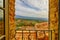 Window view in HDR from Crillon-Le-brave over Provence in France