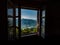 Window with a view to Carpathian Mountains.