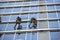 Window washers at work on skyscraper