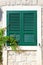 The window with wooden shutters