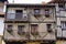 Windows and balconies of typical mountain architecture of Salamanca, Spain.