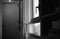 Windows black and white film photography corridor door