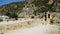 Windows and doors of the Lycian tombs near the coliseum are carved in the rocks