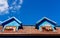 Windows with flowers on residentual house rooftop