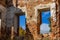 Windows in the old abandoned manor house of the 18th century