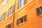 Windows of old house. Mediterranean architecture in Rome, Italy.