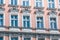 Windows on period building facade  -restored house, Berlin