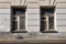 Windows of an underground floor of an ancient Moscow building